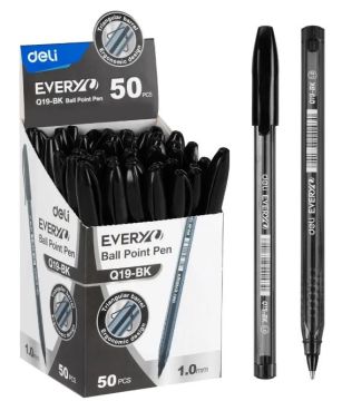 Ручка шариковая черная узел 1мм Deli EQ19-BK 1/50 Ручка шариковая черная узел 1мм Deli EQ19-BK 1/50