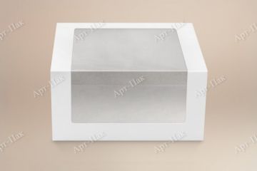 Коробка для торта с окном 180х180х100мм картонная белая ForGenika SHELF 10/120