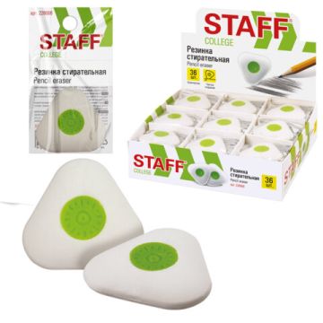 Ластик 35х35х10мм треугольный, пластиковый держатель STAFF College 1/36