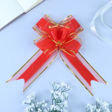 Бант-бабочка 7см красный с золотой полосой 10/10