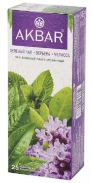 Продукты, Чай Акбар зеленый Мелисса-Вербена 25 пак 1/1