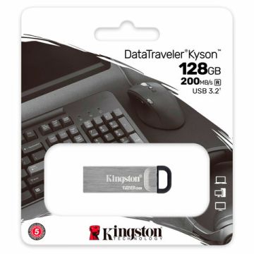 Флэш-диск 128GB KINGSTON Data Traveler USB 3.2, серебряный 1/1 