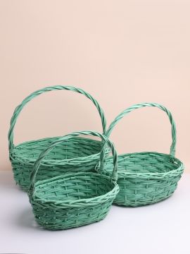 Корзина плетеная 30х25х12см зеленый светлый ива M 1/1