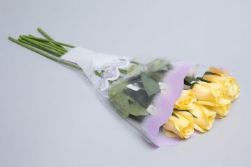 Пакет для цветов Рюмка Мелодия цветной рисунок сиреневый  30х40 1/50