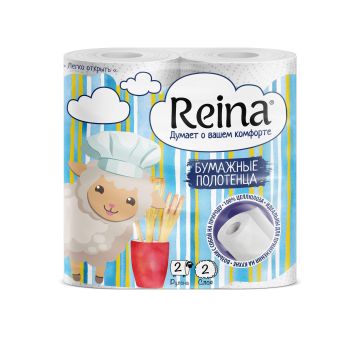 Полотенца бумажные бытовые рулон 2-сл 2шт х13м Reina 1/12