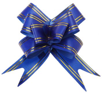 Бант-бабочка 3см с золотой полосой синий 10/5000