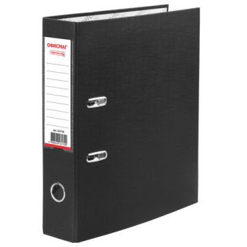 Папка-регистратор А4 75мм ОФИСМАГ с арочным механизмом, покрытие из ПВХ, черная 1/20