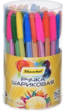 Ручка шариковая синяя узел 0,7мм линия письма 0,5мм корпус ассорти Silwerhof Jelly 1/50/3000 Ручка шариковая синяя узел 0,7мм линия письма 0,5мм корпус ассорти Silwerhof Jelly 1/50/3000