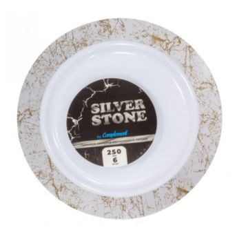Тарелка пластиковая d-250 серебряный мрамор Complement ламинированная (6шт) 1/20