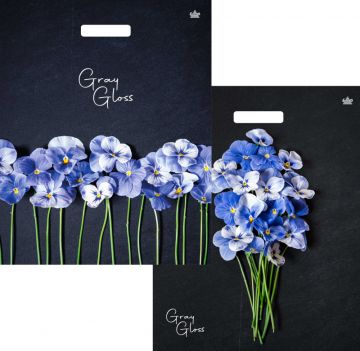 Пакет с вырубной ручкой (39х48)-50 Грэй Глосс Анютины глазки 50/500