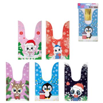 НГ Пакет подарочный (13,8х23) с ушками с зажимами полиэтилен 35/175