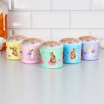 Форма бумажная для куличей d-70мм h-60мм Зайчики 100/2000