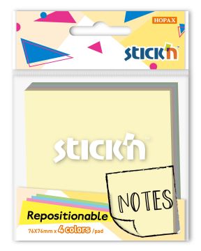 Блок самоклеящийся 76х76мм 80л пастель ассорти Stick`n 1/12 