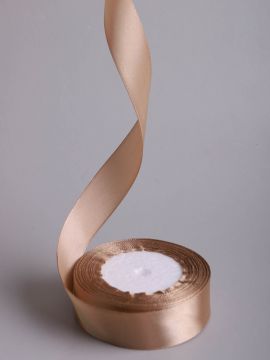 Лента атласная 25мм 25м миндальная 1/5