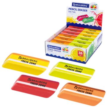 Ластик 60х18х12мм большой, скошенный, цвет ассорти 1/36