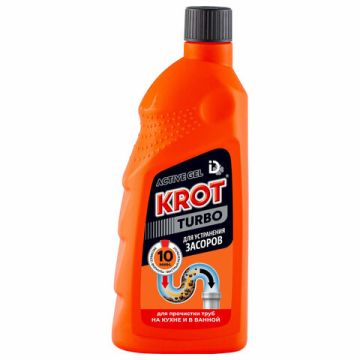 Средство жидкое 1л Крот для растворения загрязнений стоков канализационных труб Turbo 1/8 