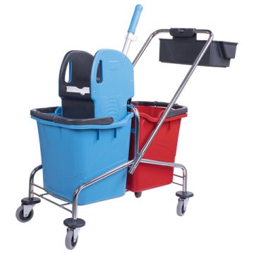 Тележка уборочная 2 съемных ведра 25 мех. отжим, корзина BRABIX 1/1