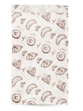 Пакет бумажный белый 250х140+60 жиростойкий с печатью Выпечка 100/2500