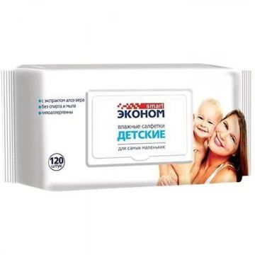 Салфетки влажные Эконом Smart Детские клапан  (120) 1/16 Салфетки влажные Эконом Smart Детские клапан  (120) 1/16