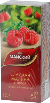 Продукты, Чай Майский черный Сладкая малина с мятой 25 пак 1/1