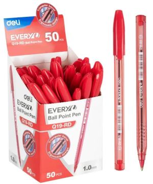 Ручка шариковая красная узел 1мм Deli EQ19-RD 1/50 Ручка шариковая красная узел 1мм Deli EQ19-RD 1/50