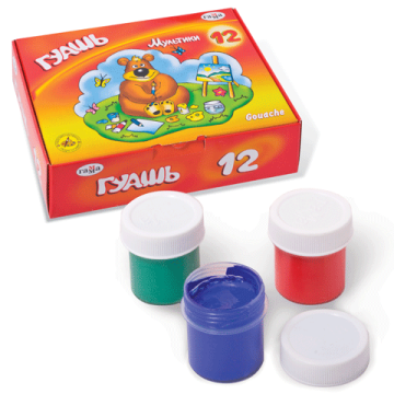Гуашь 12цв 20мл Мультики ГАММА 1/8