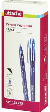 Ручка гелевая синяя 0,7мм линия 0,5мм тонир корпус Attache Space 1/12/360