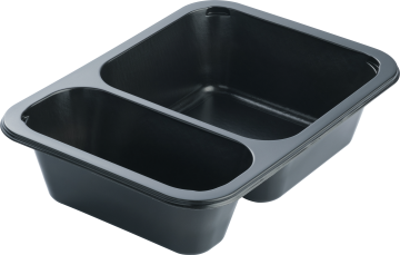 Лоток под запайку 2-сек 187х137х45 70/30 черный ПП UPAX-UNITY 480/480 