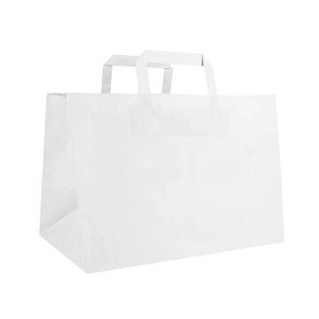 Пакет бумажный белый с плоскими ручками 320х200х220 до 5кг 1/300