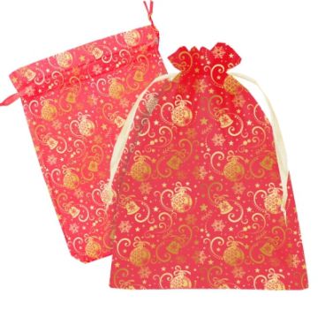 НГ Подарочный мешок текстильный ОРГАНЗА Шарики 20х30см 1/50/250