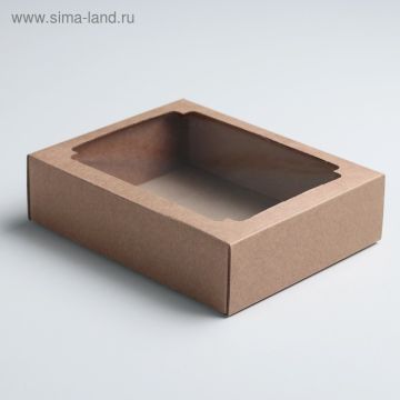 Коробка с окном 180х150х50мм микрогофрокартон крафт 5/5