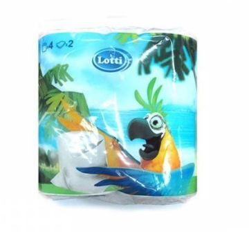 Туалетная бумага евро 2сл белая 4штх 13,5м Лотти Попугай 1/12