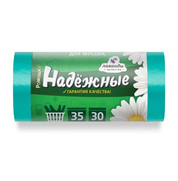 Мешок для мусора 35л рулон ПСД (50х60)-12 зеленые с ушками НАДЕЖНЫЕ 6,66г Ромашка (30шт) 1/20 Мешок для мусора 35л рулон ПСД (50х60)-12 зеленые с ушками НАДЕЖНЫЕ 6,66г Ромашка (30шт) 1/20