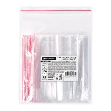Пакет Zip-Lock (10х15)-60 гриппер с замком Brauberg extra (100шт) 1/30