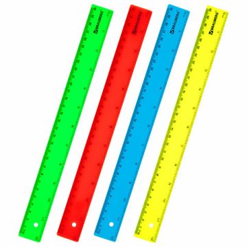 Линейка 30см пластиковая гибкая неоновая ассорти BRAUBERG 1/30 