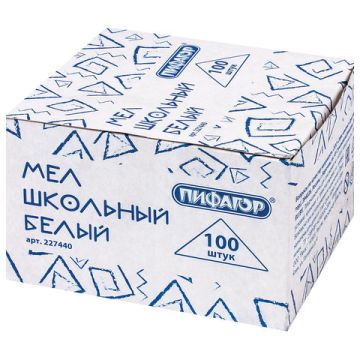 Мелки школьные белые 100шт квадратные средней твердости Пифагор 100/800