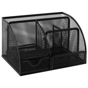 Подставка-органайзер 125х220х140мм 7 отделений металл черная BRAUBERG Germanium 1/12 