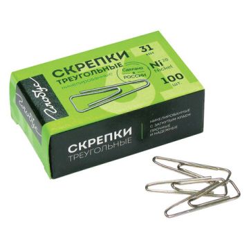 Скрепки 31мм 100шт никелерованные GLOBUS в картонной коробке 1/108
