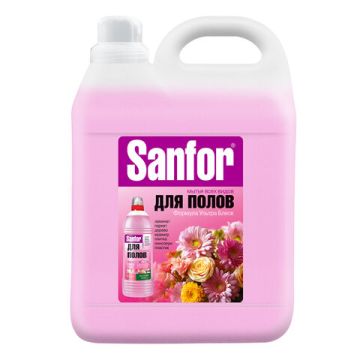 Средство жидкое 5л для мытья пола SANFOR Цветочный фреш 1/2 