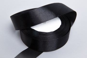 Лента атласная 25мм 25м черная 1/5
