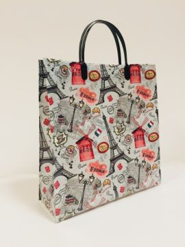 Пакет с пластмассовыми ручками (30х30+10) объемный Париж 10/50