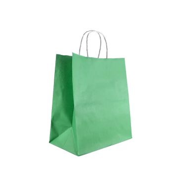 Пакет бумажный крафт ЗЕЛЕНЫЙ с кручеными ручками 260х150х350  200/200