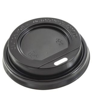Крышка для бумажных стаканов d 90 мм с открытым питейником черная Атлас 100/1200