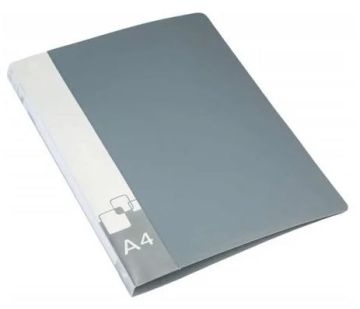 Папка на 2 кольца БЮРОКРАТ 27мм цвет серый 0,7мм внутр карман 1/20