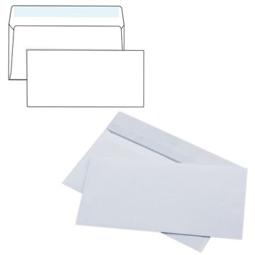 Конверты Е65 110х220мм 80 г/м2 отрывная полоса белые 1000/1000