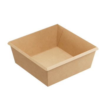 Контейнер салатник 1250мл 165х165х65мм крафт ламин OneClick 1EA (крышка 458020) 50/300 nelK