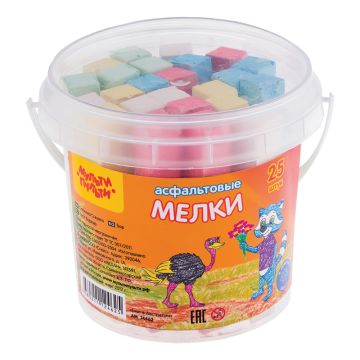 Мелки цветные 25шт 5цв в ведре, для асфальта Мульти-Пульти 1/24
