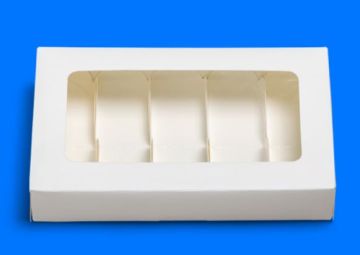 Коробка для эклеров с окном 250х150х50мм на 5шт белый картон ForG ECLAIR 5 25/150