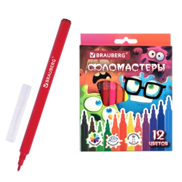 Фломастеры 12цв вентилируемый колпачок BRAUBERG Монстрики 1/12