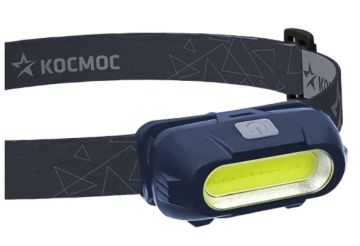 Фонарь налобный аккумуляторный 3ВтCOBLED/съемный Li-ion 18650 800mAh Космос 1/1 